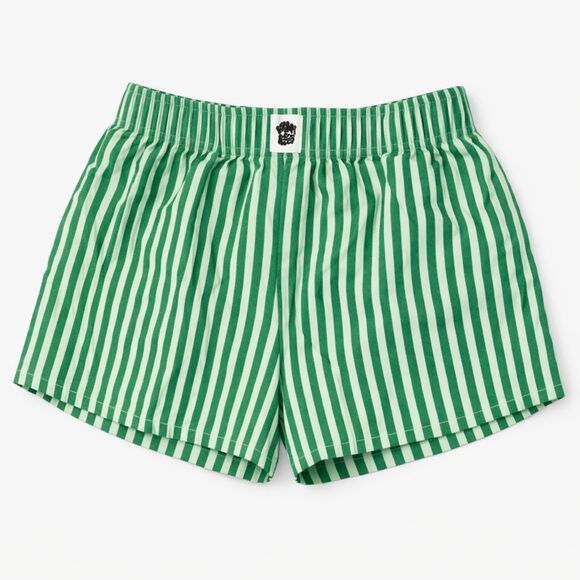 Bourbon & Belles Pants - Bourbon & Belles Green Striped Pull On Shorts Elastic Waist Relaxed Fit L